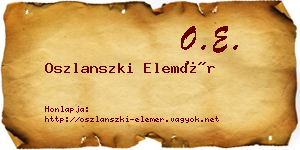Oszlanszki Elemér névjegykártya